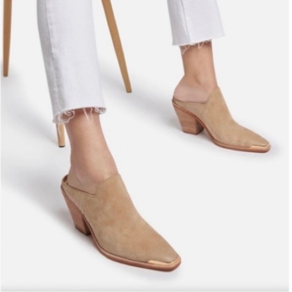 Dolce Vita Kate Western Mules in Tan Suede